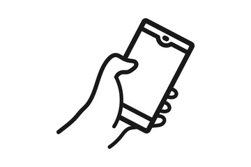 スマホを操作する手元の線画アイコン　シンプル © Yaichika