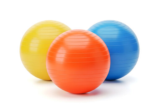 Three colorful exercise yoga balls for fitness and pilates