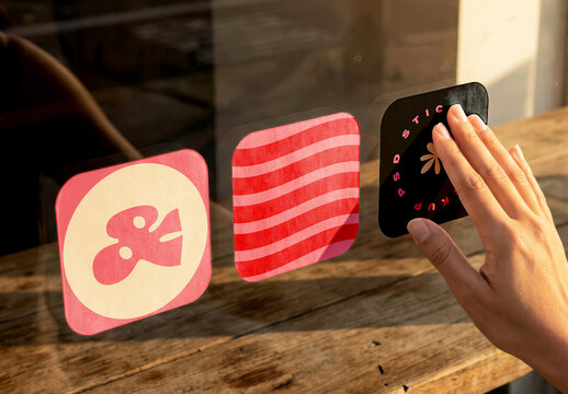 Sticker Mockup Applied to Glass Window