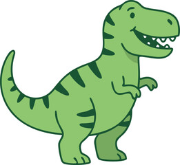 Fototapeta premium Cute Green Cartoon Tyrannosaurus Dinosaur Vector Illustration with Friendly Baby Dino Character for Wildlife Nature Design and Children's Art