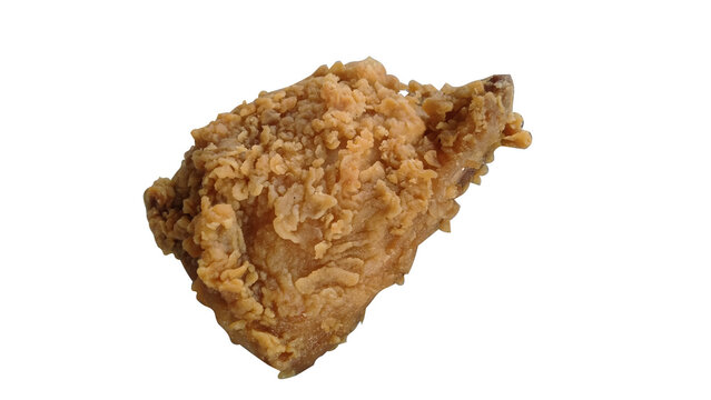 Crispy fried chicken isolated on a transparent background. A golden crispy outer layer with a juicy texture.