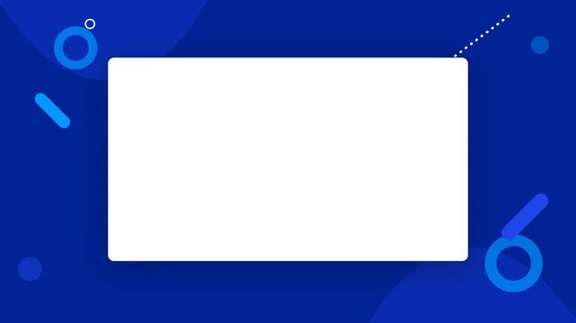 Blue abstract motion graphic background featuring a central white rectangular frame for text or media placement