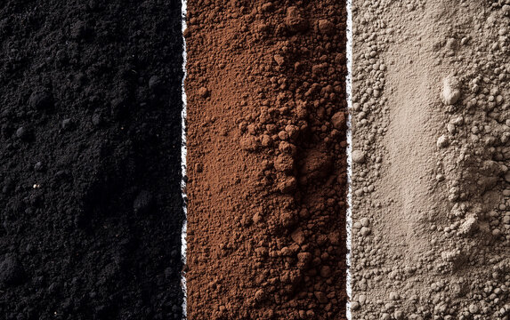 Different types of soil as background
