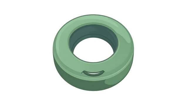 Green rubber o-ring seal close-up isolated.