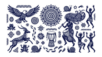 African tribal vector art collection, ethnic patterns and symbols, traditional African culture illustrations, decorative design elements for textile, print, and branding projects © Syed Awais