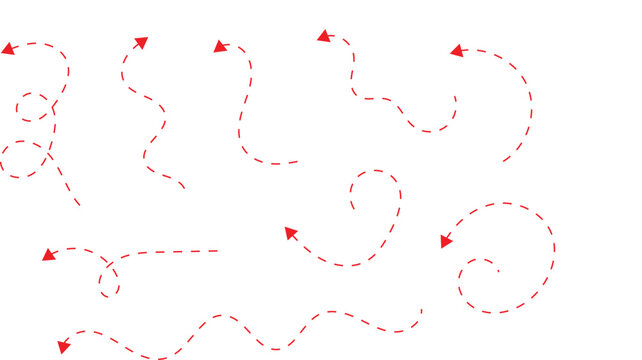 Red dashed arrow path set