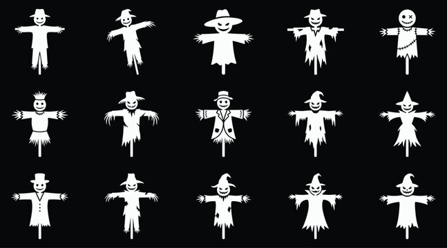 Spooky halloween vector bundle 15 unique scarecrow designs for festive graphics print projects
