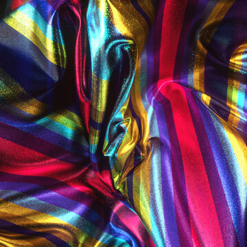 Striped 3D Crumpled Fabric Knot in Dark Indigo and Gold