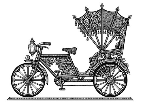  rickshaw bicycle vehicle black