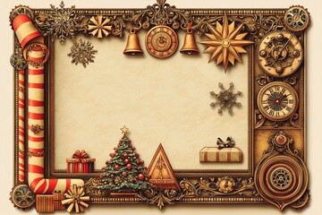 Fototapeta premium Elegant baroque clock design for joyful Christmas and New Year's celebration