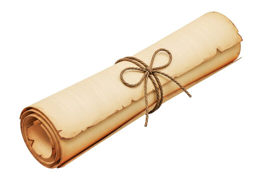 Old vintage paper scroll tied with a simple brown string