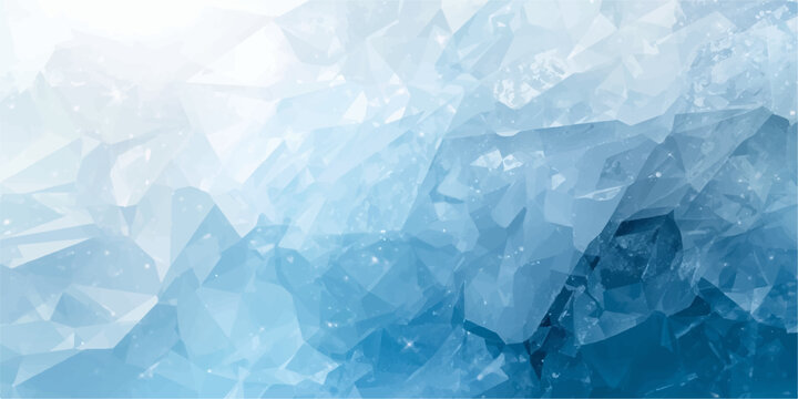 Abstract Blue Background with Ice Crystal Texture, Frozen Glass Patterns and Transparent Winter Water Elements for Cold Modern Nature Design