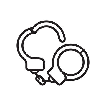 Open handcuffs line icon, freedom and release from prison