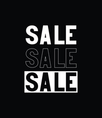 Naklejka premium Sale word written in bold white typography on a simple black background