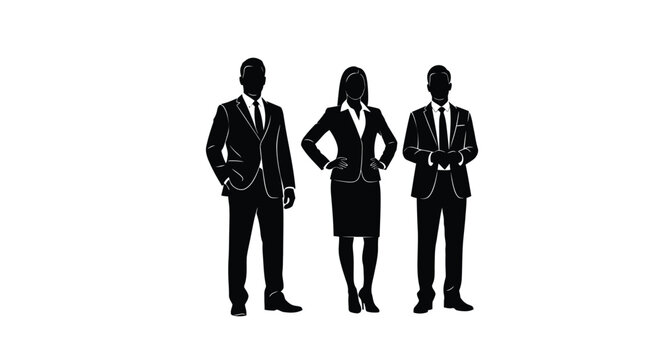 Business Professionals in Formal Attire Standing Confidently.
