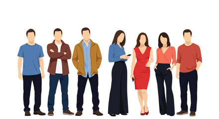 Obraz premium Group of Diverse People Standing Together in Casual Attire.