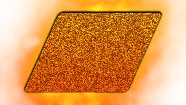 8K Golden Textured Parallelogram with Intense Radiant Glow and Thermal Energy Effect Isolated on Transparent Background