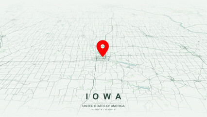 Modern minimalist vector map of Iowa state, USA. High-quality scalable illustration of Iowa state geographic borders, Mississippi River and Missouri River shoreline networks for posters design. © AliRza