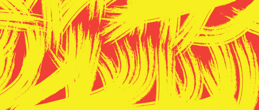 Bold Yellow And Red Abstract Brush Stroke Texture With Dynamic Grunge Lines And Vibrant Artistic Background