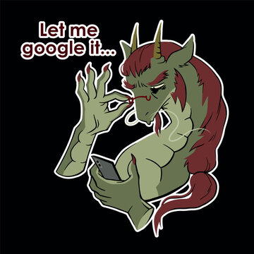 Let Me Find It Dragon Sticker | Funny Designer Search Cartoon Meme