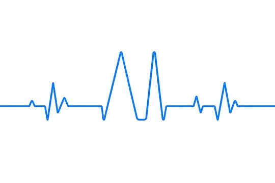 Minimalist electrocardiogram line forming the letters AI as a heartbeat concept. Blue pulse on white background symbolizing artificial intelligence, innovation, inspiration, and smart solutions 