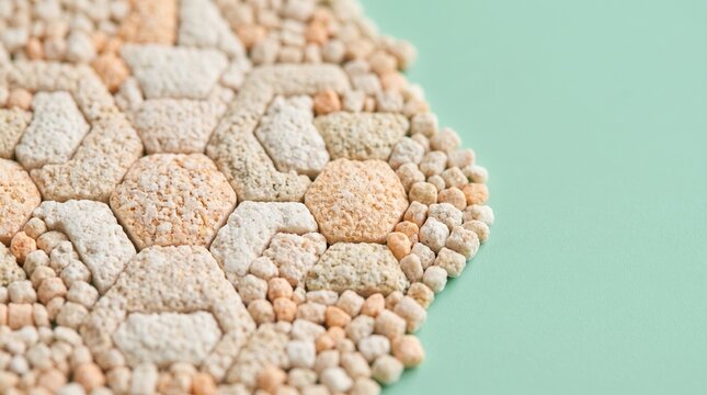 Hexagonal biohacking supplements arranged in a structured molecular pattern. Nutritional optimization pills on a clean green background.