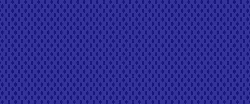 Sports blue jersey texture background. Seamless mesh fabric pattern with small perforated holes and subtle shadows. Realistic vector illustration for athletic wear, activewear, uniform design mockups