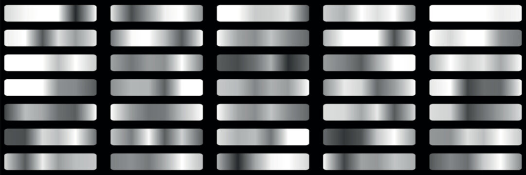 Collection of white silver bronze and rose gold gradient texture background. vector illustration