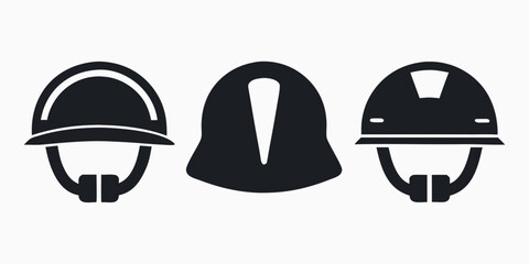 Fototapeta premium Safety Helmet Icons Black Silhouette On White Background