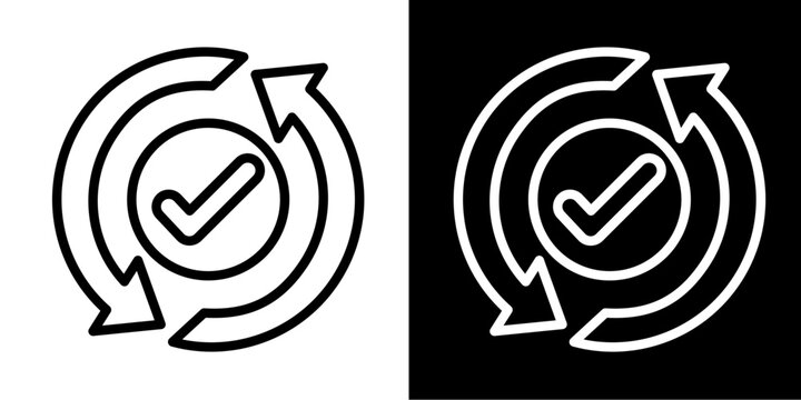 Circular Flow Icon Set White Line Style Collection