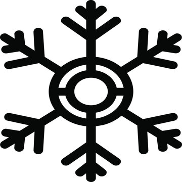 Black and white of a stylized flower with circular center symmetrical abstract flower
