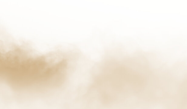 Dust sand soil smoke cloud particles isolated on transparent white background. Brown sandstorm smog sand dust explosion rising. Design elements for Compositing, covering, ove	
