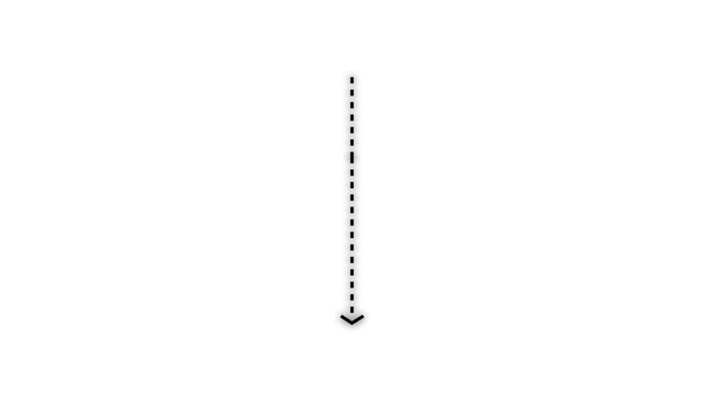 Down arrow direction icon with dotted line animation on background. dot arrows icon sign animated with alpha channel. white straight arrows animation. Reveal animation of solid, dashed