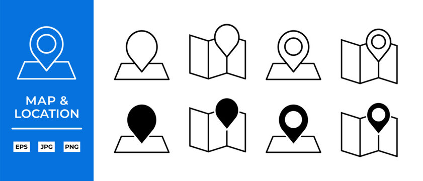 Maps Vector Icon Set. Location, Navigation, GPS Symbols