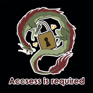 Access Required Dragon Sticker | Funny Security Lock Designer Cartoon Meme
