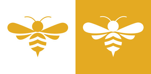 Minimal Honey Bee Silhouette Logo Icon Vector Modern Insect Symbol Design © Farhad