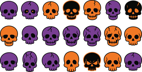 Obraz premium Halloween collar vector collection spooky skull designs for festive pet accessories seasonal graphics