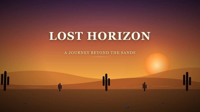 Desert Sunset Illustration with Lost Horizon Text