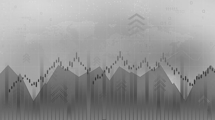 Fototapeta premium Stock Market Trends: A dynamic visual representation of stock market charts and graphs, overlaid with abstract ascending arrows and digital data, symbolizing financial growth and economic progress.