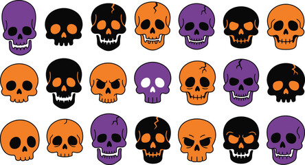 Naklejka premium Halloween collar vector collection spooky skull designs for festive pet accessories graphic projects