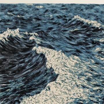 Abstract ocean waves illustration with textured flowing water in conceptual minimal style