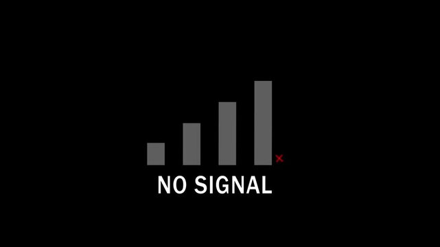 Minimalist no signal with cellular network bars and red x error symbol on black background, for digital connectivity, failure, communication loss, technology glitch, and, network outage concept