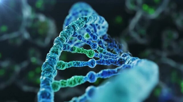 Rotating DNA Double Helix Molecule in Cinematic Microscopic Environment