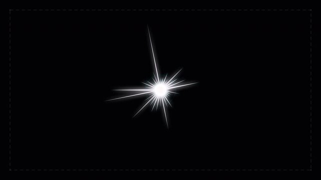 Dynamic motion of bright starburst effects in space with sparkling light motion visuals.