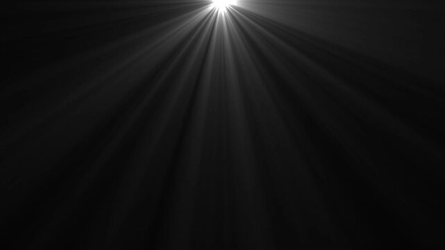 Cinematic white light rays overlay effect with soft glowing lens flare radiating from center for motion abstract background, transitions, and atmospheric, visual enhancement projects