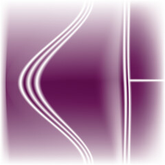 Abstract mauve purple and white fluid gradient background with triple neon glowing stripes © SarifinJahan
