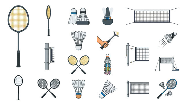 Badminton Rackets And Shuttlecocks.