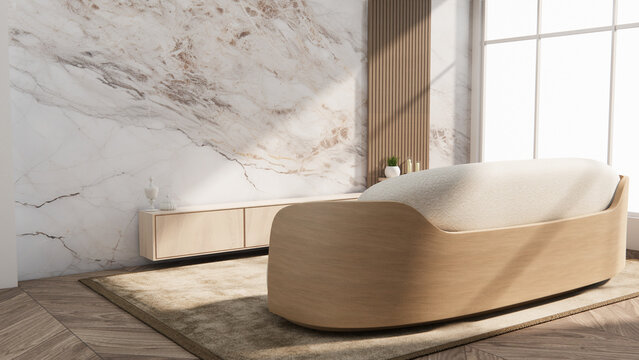 Screen mock up White granite tiles living room have cabinet minimalist and decoraion. 3d rendering