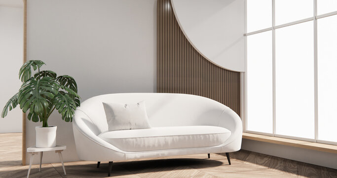 Modern room interior wabisabi style mint Armchair onEmpty room wabi sabi style. 3D illustration rendering