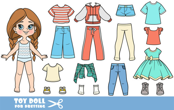 Cartoon girl and clothes separately -  Dress, tights, long-sleeve top, shorts, jeans, boots and sports suit